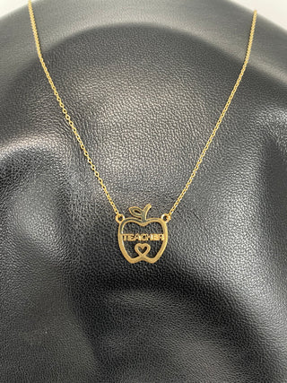 Apple for the Teacher Necklace #EN0132-GD