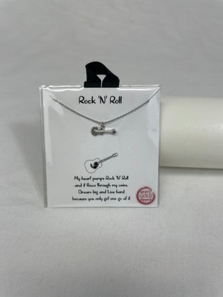 Silver Guitar Necklace #EN1396-RD