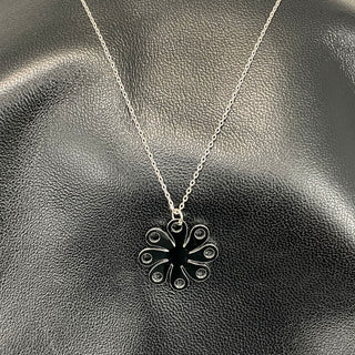 Silver Flower Pedal Necklace #EN038-RD