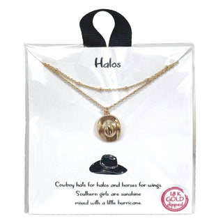 LR Gold Cowgirl Hat Necklace #EN1394
