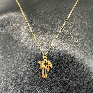 Gold Palm Tree Necklace #EN303-GD