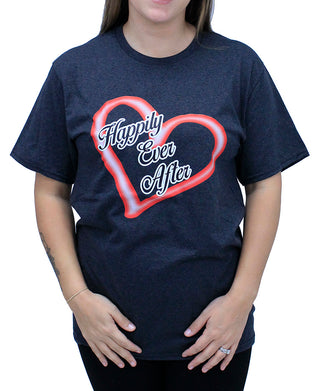 Happily Ever After Red Heart T-Shirt #HPTS43-BLKH-HAPPILYR