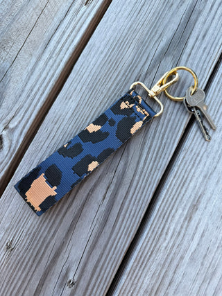 Navy Leopard Keychain Wristlet Strap #MNA106VL-NYLPRD