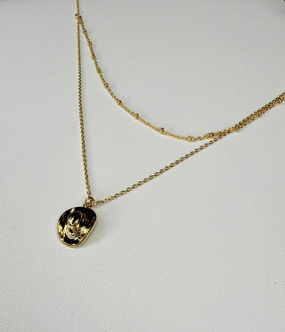 LR Gold Cowgirl Hat Necklace #EN1394