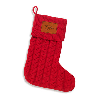 Laser Engraved Red Knit Stocking L910-RED-P202