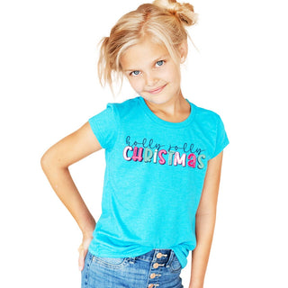 Kid's Aqua Holly Jolly Christmas T-Shirt