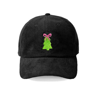 Bow Christmas Tree Corduroy Cap