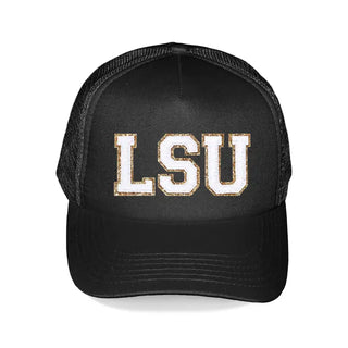 LSU Varsity Patch Trucker Hat #HP197-BLK-PBLKLSU