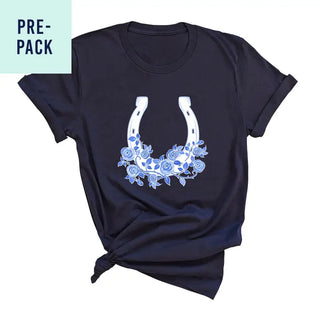 Blue Floral Horseshoe Navy T-Shirt 9 pc Set #PACK-NAVY-BLUHS