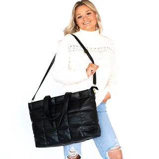 Black Parker Puffy Tote #M706VL-BLK