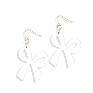Bridal White Bow Earrings #ACE-300GD-BOW-WHT
