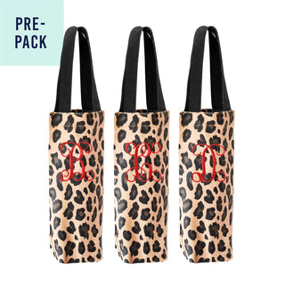 Single Initial Leopard Wine Bag Pre-Pack