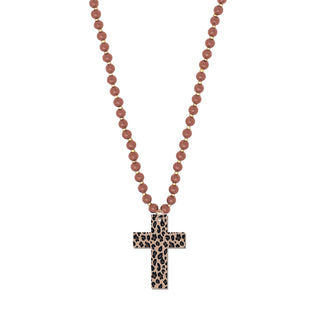 Leopard Cross Brown Jennifer Necklace