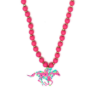 Grace Derby Horse Hot Pink Jennifer Necklace