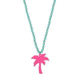 Hot Pink Palm Tree Mint Jennifer Necklace