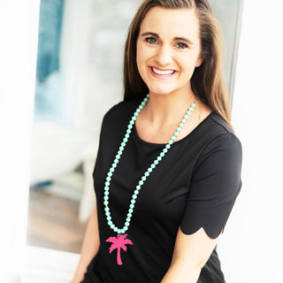 Hot Pink Palm Tree Mint Jennifer Necklace