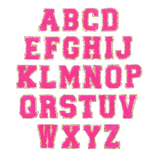 Hot Pink Full Alphabet Varsity Letter Patches Pre Pack