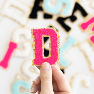 Hot Pink Full Alphabet Varsity Letter Patches Pre Pack