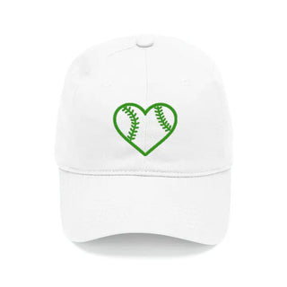 Heart Baseball White Cap