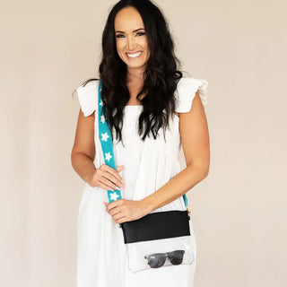 Aqua Star Beaded Crossbody Strap #MNA107VL-AQ