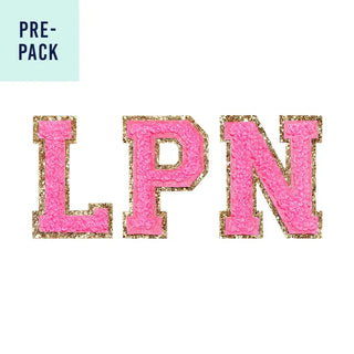 LPN Nurse Hot Pink Varsity Letter Patch 3 pc Set #PACK-LPN-HTPK