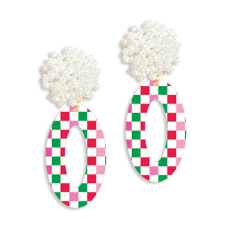 Check it Out Oval Earrings #ACE-491PRL-OV-CHK