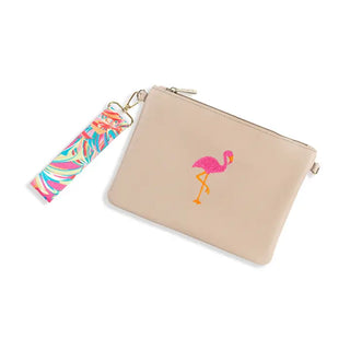 Flamingo Tan Madeline Wristlet #PACK-191TAN-FLAM-TRP