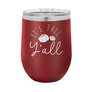 Fall Y'all Garnet 12oz Wine Tumbler #TWB12-FLYL-GAR