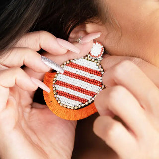 Orange Tailgate Earrings #VLJ2887-ORG