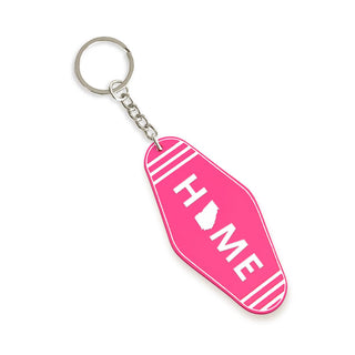 Hot Pink & White Georgia Home Keychain