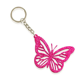 Hot Pink Glitter Butterfly Keychain #ACK-SD24-BFLY-PKGLT