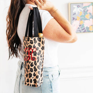 Single Initial Leopard Wine Bag Pre-Pack