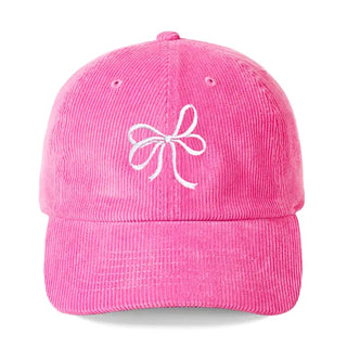 Bow Hot Pink Corduroy Cap