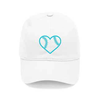 Heart Baseball White Cap