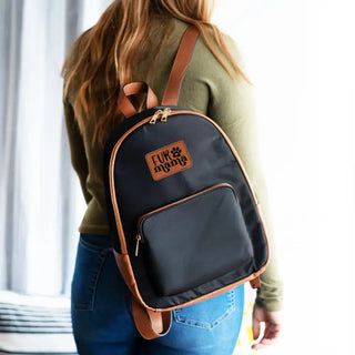Fur Mama Black Nylon Lauren Backpack