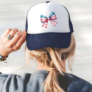 Stars & Stripes Bow Trucker Hat