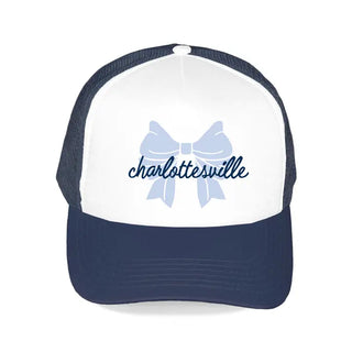 Charlottesville Virginia Bow Trucker Hat #L197-ORGWHT-SMCVBOW
