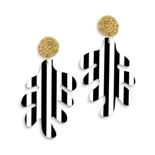 Black Stripe Show Time Earrings #ACE-490GD-SHAPE-STBLK