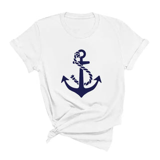 Navy Anchor White T-Shirt #HPTS-WHTSM-NYANCH