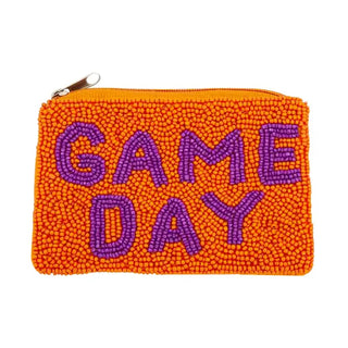 Orange & Purple Game Day Beaded Coin Purse #MNA0193-GDORPU