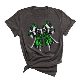 Green Lace Bow T-Shirt #HPTS-DGREYLG-BEBOW