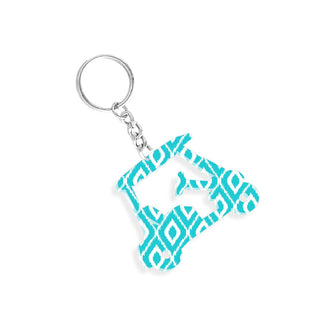 Aqua Ikat Golf Cart Keychain