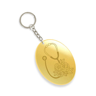 Mirrored Gold Stethoscope Keychain