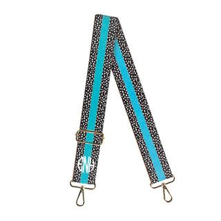 Textured Black Audrey Purse w/Aqua Stripe Dot Crossbody