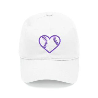 Heart Baseball White Cap