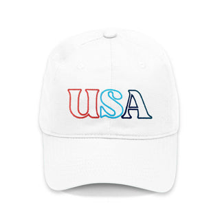 USA Outline Embroidered White Cap