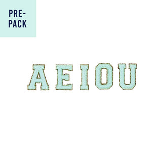 Mint Vowel Varsity Letter Patches Pre-Pack