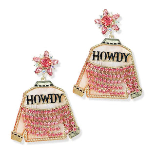 Hot Pink Diamonds & Denim Earrings #VLJE2639-HTPK