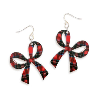 Tartan Plaid Bow Earrings