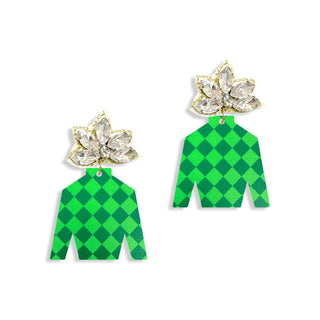 Green Diamonds Jockey Earrings